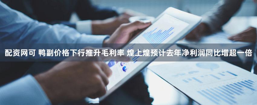 配资网可 鸭副价格下行推升毛利率 煌上煌预计去年净利润同比增超一倍