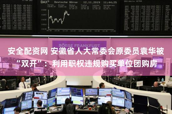 安全配资网 安徽省人大常委会原委员袁华被“双开”：利用职权违规购买单位团购房