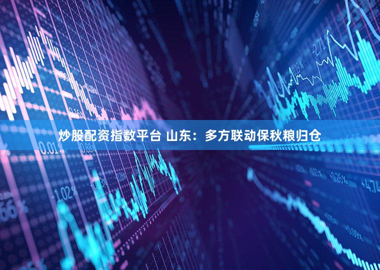 炒股配资指数平台 山东：多方联动保秋粮归仓